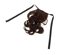 BAZEITFLOW Curly Drawstring Ponytail Extension for Women, Light Brown Wavy Clip-in Hair Extensions, Short Micro-wave High Ponytail Hairpiece for Daily and Party Use