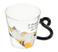 BAZEITFLOW Cute Cat Glass Coffee Mug with Handle Heat Resistant Sturdy Water Cup for Home and Office Smooth Edge Milk Tea and Juice Cup Cat Lovers
