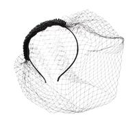 BAZEITFLOW Diamond Mesh Headdress for Women Vintage Black Net Veil with Handmade Rhinestone Decor Lightweight Mesh Fascinator Hair Accessory for Party Festival