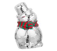 BAZEITFLOW Disco Snowman Christmas Decor Snowmen Tabletop Centerpiece with Reflective Mosaic Mirror Tiles Lightweight Polyester Glass Foam Ornament for Holiday Party Lighting Effects and