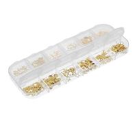 BAZEITFLOW Diy Nail Art Decorative Alloy Charm Set 300pcs Metal Nail Ornaments in 12 Compartments Shiny Manicure Accessories for Women Crystal Resin Fill Tips 3-box Pack