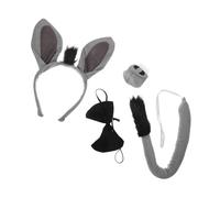 BAZEITFLOW Donkey Costume Kit 4pcs Set Donkey Ears Headband and Nose Bowtie for Boys and Girls and Adults Halloween Cosplay Party Accessory