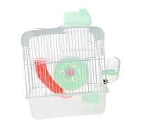 BAZEITFLOW Double-layer Hamster Cage Small Pet Crystal Castle 23x17x33cm with Green Base Suitable for Dwarf Hamsters and Small Rodents