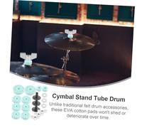 BAZEITFLOW Drum Cymbal Clutch EVA Cotton Pads Green Anti-slip Drum Accessories Kit with Stand Tubes for Improved Sound and Cymbal Protection