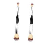 BAZEITFLOW Dual Ended Blending Makeup Brush 2Pcs 17.5Cm Elegant Black Cosmetics Brush for Daily Makeup Ladies and Girls Smooth Blending and Incredible Skin Touch