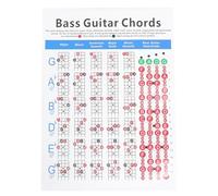 BAZEITFLOW Electric Bass Chord Chart for Easy Chord Recognition on Coated Paper Learning Guide Practice Tool Laminated Reference Poster and Music Theory Study for Guitar Beginners