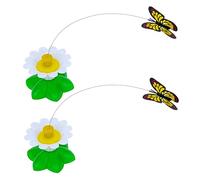 BAZEITFLOW Electric Rotating Butterfly Cat Teaser Toy 2pcs Interactive Kitten Teasing Wand Indoor Pet Supplies Without Battery Random Style