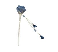 BAZEITFLOW Elegant Blue Rose Tassel Hairpin for Women Chic Ancient Style Hair Accessory Lightweight Rhinestone Hair Stick for Weddings and Parties for Any Hairstyle