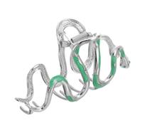 BAZEITFLOW Elegant Green Metal Hair Claw Clip to Create and Fix Hairstyles with Rhinestones Delicate Iron Jaw Clip for Theme Party and New Year Party Accessories for Girls