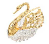 BAZEITFLOW Elegant Swan Shaped Crystal Salt Jar Modern European Style Seasoning Storage Canister for Kitchen and Dining Decorative Gold Condiment Bowl for Home and Restaurant Use