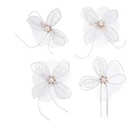 BAZEITFLOW Elegant White Pearl Flower Hairpins Floral Hair Clips and Comb for Women Bridal Wedding Accessories Charming Design for Long Thick Hair Suitable for Parties and Beach