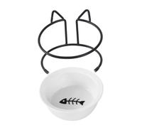 BAZEITFLOW Elevated Cat Bowl with Ergonomic Ceramic Dish Anti-vomit Design Stand for Comfortable Feeding Healthy Neck Posture Non-spill Cat Feeding Accessory