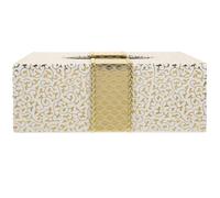 BAZEITFLOW Embossed Tissue Box Cover Large Napkin Storage Holder for Home Hotel Office, Rectangle Paper Towel Dispenser in Platinum and Light Gold