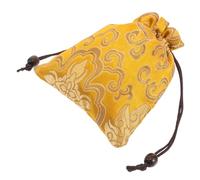 BAZEITFLOW Embroidered Travel Jewelry Pouch Small Drawstring Bag Chinese Lucky Coins Style Silk Embroidery Storage for Women Necklaces Bracelets 13x16cm