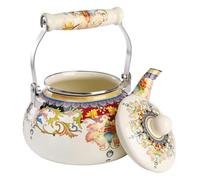 BAZEITFLOW Enamel Teakettle with Heat Resistant Handle Food Grade Stovetop Boiling Water Kettle for Induction Electric and Gas Cookers Tea Pot for Coffee and Tea