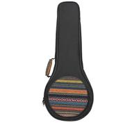 BAZEITFLOW Ethnic Style Mandolin Bag Thickened Canvas Portable Backpack with Adjustable Straps Waterproof and Scratch-Resistant Lining for Outdoor Use