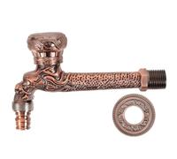 BAZEITFLOW European Style Wall Mounted Metal Faucet Vintage Decorative Water Tap for Home and Kitchen Rust Resistant Alloy with Extended Red Wheel Space Saving Easy Installation