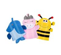 BAZEITFLOW Exfoliating Bath Gloves 3pcs Cartoon Shower Mitts for Kids Back Scrubber Body Scrubber Cute Bee Penguin Unicorn Set Bathing Accessories