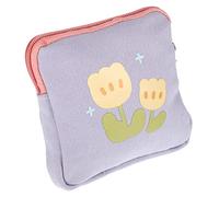 BAZEITFLOW Flower Pattern Coin Bag Multipurpose Small Bag Canvas Portable Design for Students School Travel with Purple Square Shape