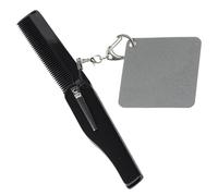 BAZEITFLOW Folding Pocket Comb and Keychain Set for Men, Large Foldable Acrylic Beard Comb with Fine Teeth and Square Travel Mirror, Portable Grooming Kit for Pocket Use