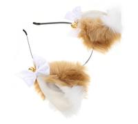 BAZEITFLOW Fox Ears Headband Plush Hair Hoop with Golden Bells for Halloween Cosplay Party Accessories