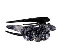 BAZEITFLOW French Style Claw Clip for Thick Hair Acrylic Three-prong Hair Clamp with Secure Teeth Grip for Women Styling and Weddings in Grey Blue