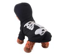 BAZEITFLOW Glow Skeleton Dog Costume Halloween Pet Clothes for Small Dogs and Cats Black Skull Print Comfortable Fit for Outdoor Walks and Parties Medium