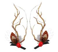 BAZEITFLOW Glowing Reindeer Horns Hairpin Christmas Antler Barrette Decorative Branch Clips for Holiday Costume Party Accessory