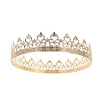 BAZEITFLOW Gold Metal King Crown for Men Medieval Prince Hair Accessory Lightweight Costume Tiara for Halloween Party Cosplay and Stage Performance