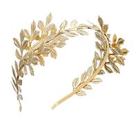 BAZEITFLOW Golden Leaf Bridal Headband Mediterranean Olive Leaf Design Vintage Baroque Headdress for Weddings Anniversaries and Themed Parties Elegant Gold Accessory