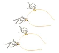 BAZEITFLOW Golden Reindeer Antler Hair Hoop with Bells Christmas Hair Accessories for Party Festive Holiday Headband and Eye-catching Design for Women