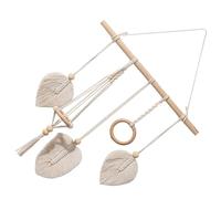 BAZEITFLOW Hair Storage Organiser Bow Beige Macrame Holder Hanging Organizer Made of Synthesis Material Bohemian Style for Displaying Girl's Hair Bows and Headbands for Children's Room Or