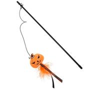 BAZEITFLOW Halloween Cat Teaser Stick for Indoor Cats Bite Resistant Interactive Kitten with Cute Pumpkin Design Scratch Resistant Wand to Stimulate Curiosity and Playfulness Pet Gift