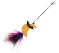 BAZEITFLOW Halloween Moon-shaped Cat Teaser Wand with Hook-and-loop Fastener, Portable Interactive Kitten for Indoor Play and Door Hanging, Compact Funny Cat Plaything for Boredom Relief