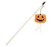 BAZEITFLOW Halloween Pumpkin Cat Teaser Wand with Bell Interactive Cute Cat for Indoor Play Fun Teasing Stick for Kitten Exercise and Engagement
