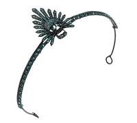 BAZEITFLOW Halloween Rhinestone Skull Tiara Headband for Women and, Gothic Witch Crown Hair Accessory with Black and Green Design for Party and Festival Use