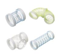 BAZEITFLOW Hamster Cage Tube 4pcs Diy Maze Tunnel Pet Toys External Labyrinth Set Three-way Connector and S-shaped, Long Short Straight Pipes for Hamster Play Random Color