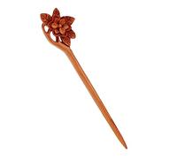 BAZEITFLOW Handcrafted Green Sandalwood Hairpin Retro Flower Carved Simple Hair Stick Elegant Chinese Style Hair Accessory for Women Buns Daily Wear and Ceremonies