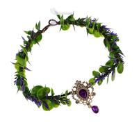 BAZEITFLOW Handmade Floral Wedding Flower Crown Lightweight Boho V-shaped Hairpiece with Waterdrop Forehead Chain for Brides Bridesmaids Photography Parties