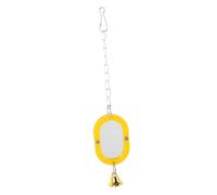 BAZEITFLOW Hanging Bird Mirror with Bell for Parrots and Parakeets O Shaped Cage Accessory Interactive Play for Physical Activity and Relaxation Multi Functional Pet Bird Entertainment