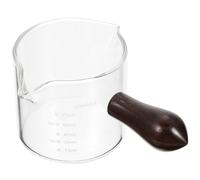 BAZEITFLOW Heat Resistant Double Spout Milk Cup with Comfort Grip Handle Lightweight Glass Coffee Measuring Cup for Home Coffee Shops Restaurants for Precise Espresso and Milk Pouring