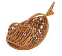 BAZEITFLOW Imitation Rattan Fish-Shaped Fruit Basket with Woven Texture Multipurpose Desktop Storage Organizer for Kitchen Dining Table Restaurant and Home Use