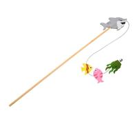 BAZEITFLOW Interactive Cat Teaser Wand with Wooden Rod and Felt Bell Enhanced Fishing Rod Design for Engaging Play Safe and Wear Resistant Cat Stick for Strengthening