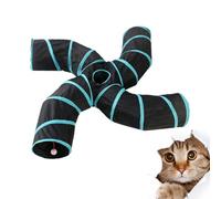 BAZEITFLOW Interactive Cat Tube Black Canvas S Shaped 4 Ways Foldable Kitten Play Tunnel Practical Pet Playing for Indoor Cats