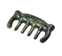 BAZEITFLOW Jade Scalp Massage Comb with Artistic Bear Design Handheld Guasha Tool for Hair Quality Improvement Deep Green Jade Massager for Nutrient Absorption and Hair Growth Wellness Gift