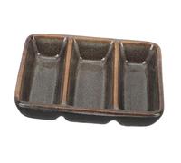 BAZEITFLOW Japanese Style Three Compartment Porcelain Sauce Dipping Bowl for Home and Restaurant Seasoning Dish Charming Appetizer Plate for Sushi Condiments and Desserts