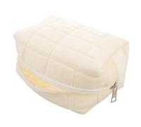 BAZEITFLOW Large Capacity Pillow-Shaped Makeup Pouch Travel Cosmetic Pencil Bag Organizer for Women's Toiletries and Stationery in Mochi White