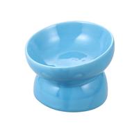 BAZEITFLOW Light Blue High Feet Slanted Mouth Ceramic Pet Feeding Bowl Large Elevated Dog Feeder Lightweight Durable and Puppies