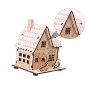 BAZEITFLOW Luminous Wooden Christmas House Decoration with Warm LED Lights Rustic Desktop Ornament for Festive Home Decor Unique Xmas Family and Friends