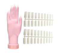 BAZEITFLOW Manicure Practice Silicone Fake Hand Model Right Hand 100 Nail Tips Bendable for Nail Art Training